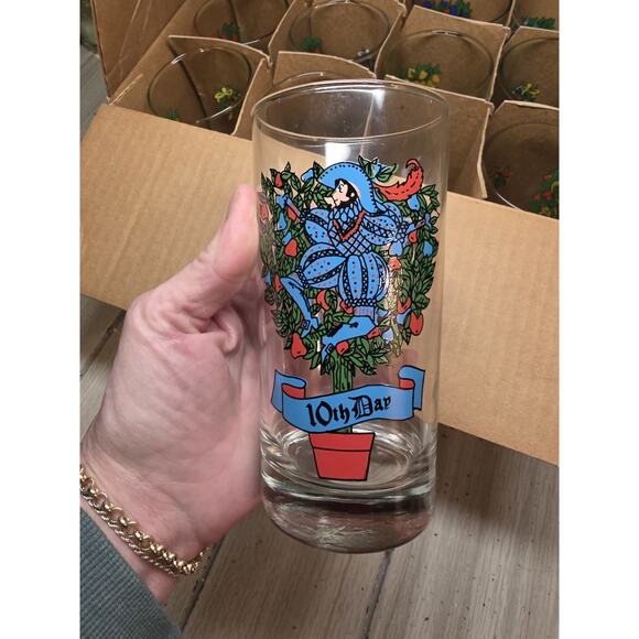 Vintage Indiana Glass 12 Days Of Christmas Drinking Glasses Original Box Holiday - Picture 6 of 16